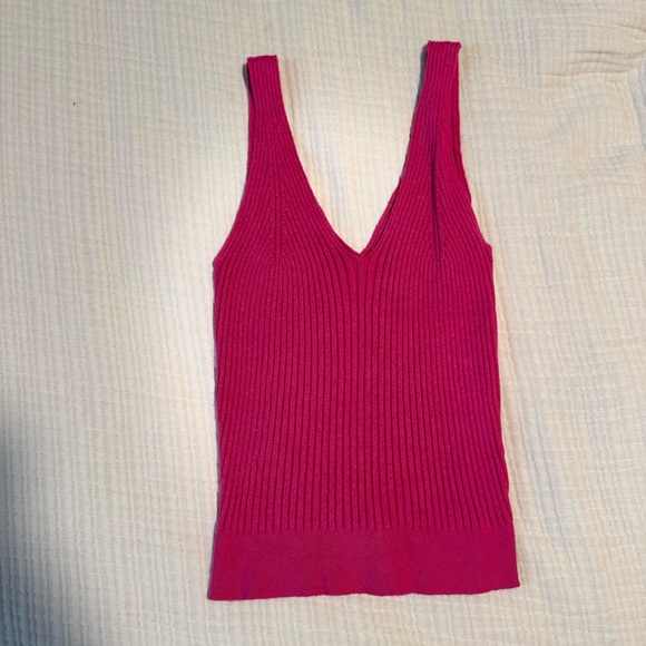 Tops - Women's Pink Ribbed Knit Tank Top